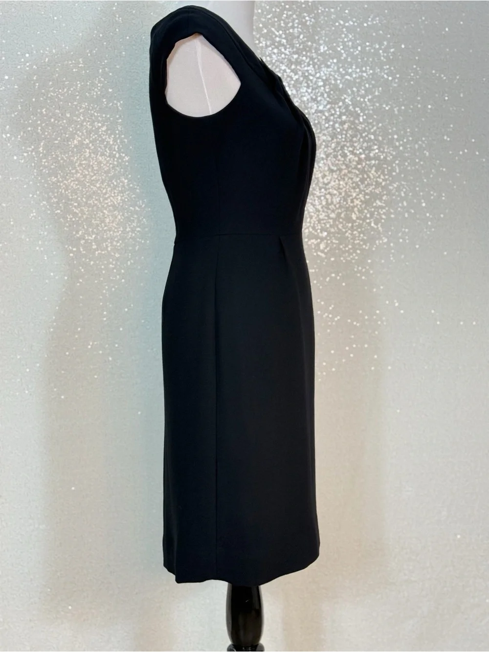 Kate Spade Raya Shift Dress Black Pleated Neck Sheath Dress Size 4 Womens